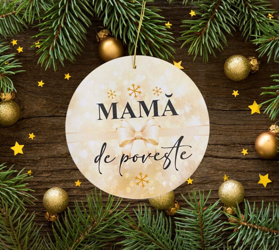 Glob Craciun Lemn personalizat "Mama de poveste"
